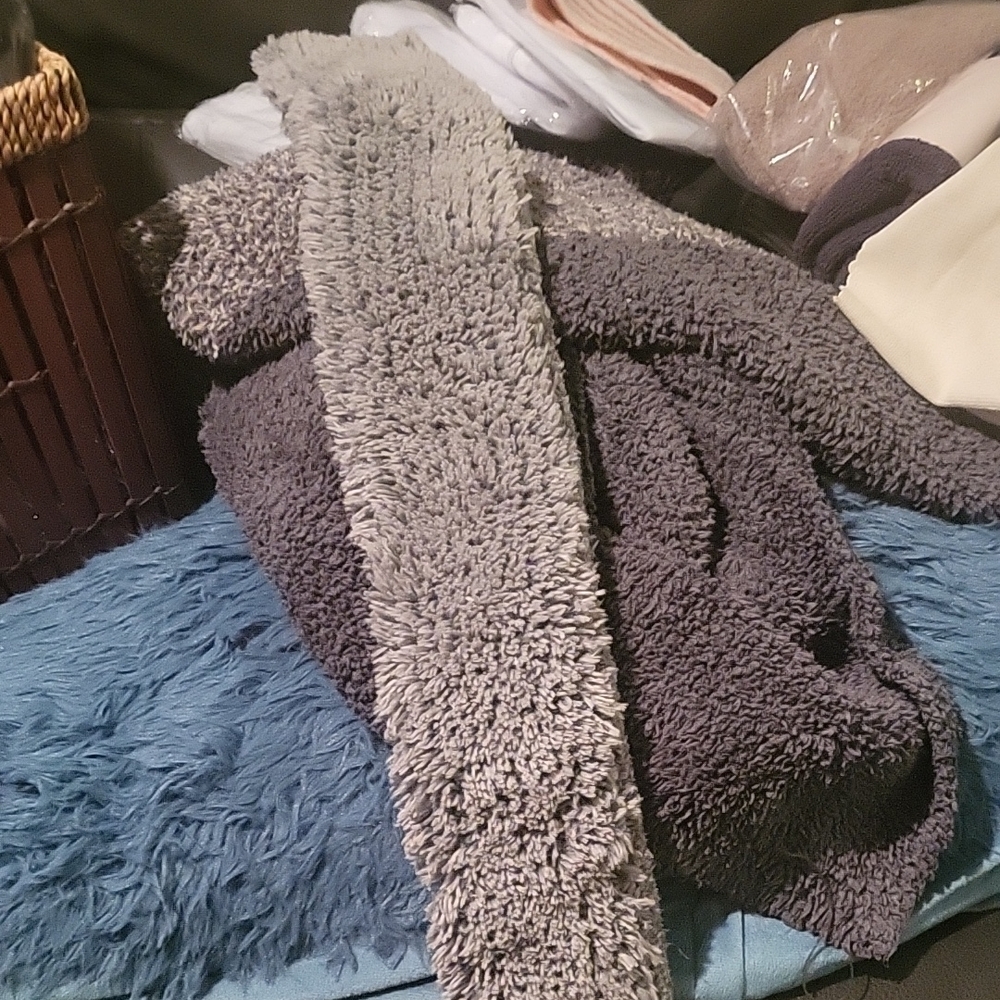 Cozy Gray and Dark Gray Fuzzy Blanket